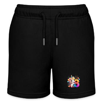 NUMMER 8 JAHRE EINHORN 8. GEBURTSTAG - Kinder Organic Joggingshorts Mini Bolter von Stanley/Stella - Schwarz - Vorne