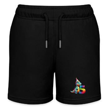 DINO 5 JAHRE DINOSAURIER 5. GEBURTSTAG - Kinder Organic Joggingshorts Mini Bolter von Stanley/Stella - Schwarz - Vorne