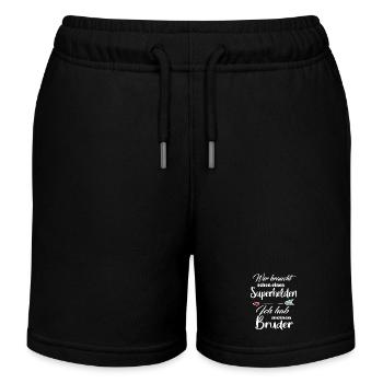 Superhelden Familie Bruder - Kinder Organic Joggingshorts Mini Bolter von Stanley/Stella - Schwarz - Vorne