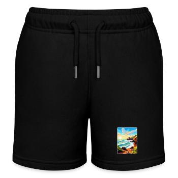 Hartland Quay Devon Vintage Reiseposter Souvenir - Kinder Organic Joggingshorts Mini Bolter von Stanley/Stella - Schwarz - Vorne