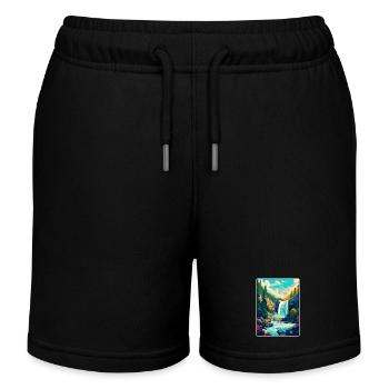 Giessbach Falls Switzerland Vintage Travel Poster - Kids Organic Sweat Shorts by Stanley/Stella - black - Front
