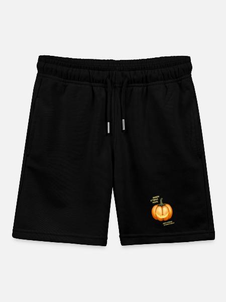 Innen etwas hohl, aber grinse sympathisch - Kürbis - Kinder Organic Joggingshorts Mini Bolter von Stanley/Stella - Schwarz - Vorne