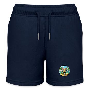 Russischer Harlekin Hund Rasse Cartoon Strand - Kinder Organic Joggingshorts Mini Bolter von Stanley/Stella - Navy - Vorne