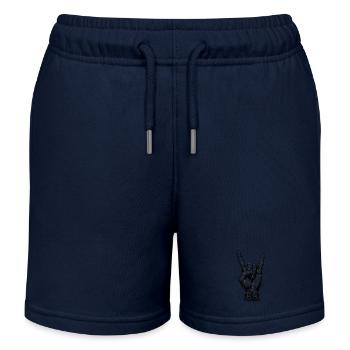 Rock on Hand with Devils Horns - Kids Organic Sweat Shorts by Stanley/Stella - navy - Front