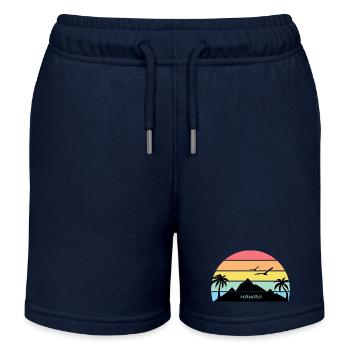 Hawaii Sonnenuntergang Silhouette Souvenir Palmen - Kinder Organic Joggingshorts Mini Bolter von Stanley/Stella - Navy - Vorne