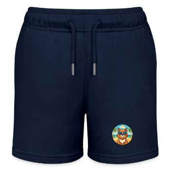 Ingwer Langhaar Katze Rasse Cartoon Sonnenbrille Strand - Kinder Organic Joggingshorts Mini Bolter von Stanley/Stella - Navy - Vorne