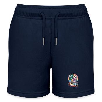Teaching With Sparkle And Magic! - Kids Organic Sweat Shorts by Stanley/Stella - navy - Front