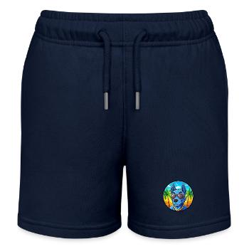 Blaue thailändische Ridgeback Hunderasse Cartoon Sonnenbrille - Kinder Organic Joggingshorts Mini Bolter von Stanley/Stella - Navy - Vorne