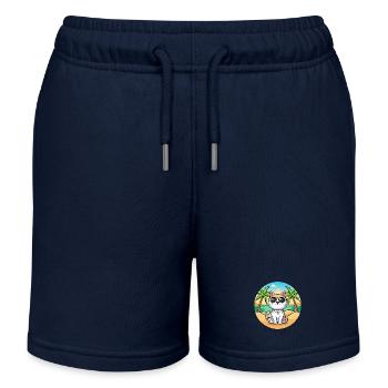 Koreanische Bobtail Katzenrasse Cartoon Sonnenbrille Strand - Kinder Organic Joggingshorts Mini Bolter von Stanley/Stella - Navy - Vorne