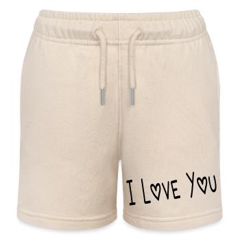 VALENTINSTAG. ICH LIEBE DICH. ICH LIEBE DICH. LIEBE. LIEBE - Kinder Organic Joggingshorts Mini Bolter von Stanley/Stella - Natur - Vorne