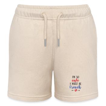 I Am So Cute I Must Be French – Baby & Kids - Kids Organic Sweat Shorts by Stanley/Stella - soft Ecru - Front