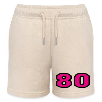 80. 80 YEARS. 80th ANNIVERSARY. 80TH BIRTHDAY. - Kids Organic Sweat Shorts by Stanley/Stella - soft Ecru - Front