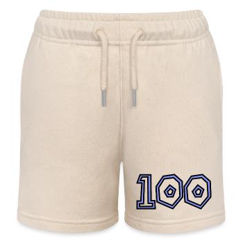 100. 100 YEARS. 100th ANNIVERSARY. 100 BIRTHDAY - Kids Organic Sweat Shorts by Stanley/Stella - soft Ecru - Front