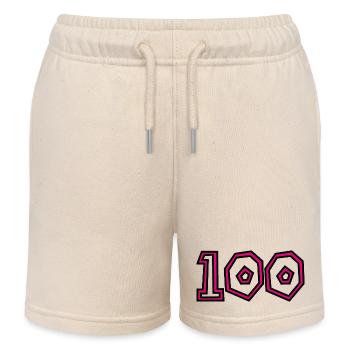 100. 100 YEARS. 100th ANNIVERSARY. BIRTHDAY 1001 - Kids Organic Sweat Shorts by Stanley/Stella - soft Ecru - Front