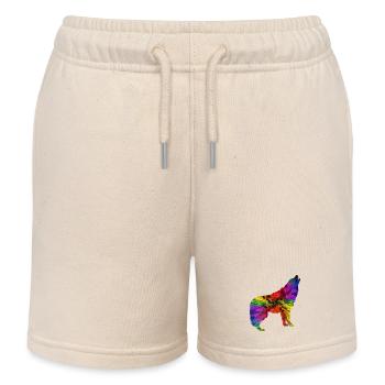 Wolf Regenbogen - Kinder Organic Joggingshorts Mini Bolter von Stanley/Stella - Natur - Vorne