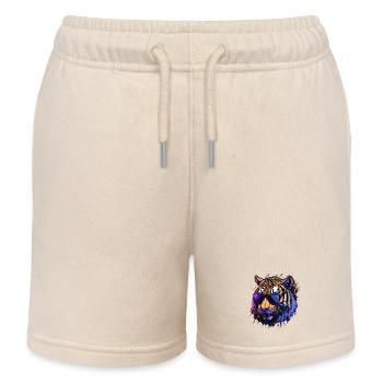 Retro cool tiger head - Kids Organic Sweat Shorts by Stanley/Stella - soft Ecru - Front