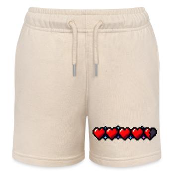 Pixel Art Herzen Health Bar Retro Gamer T-Shirt - Kinder Organic Joggingshorts Mini Bolter von Stanley/Stella - Natur - Vorne