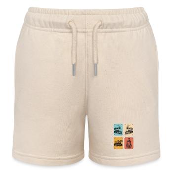 Dampflok Vintage Poster Kollektion - Kinder Organic Joggingshorts Mini Bolter von Stanley/Stella - Natur - Vorne