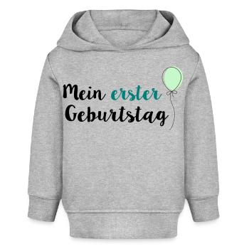 Mein erster Geburtstag - Baby Organic Hoodie Baby Cruiser von Stanley/Stella - Grau meliert - Vorne