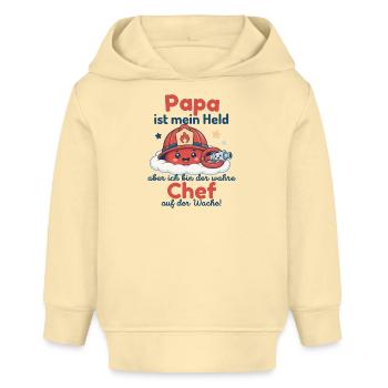 Kleiner Chef Papa Baby Feuerwehr Geschenk - Baby Organic Hoodie Baby Cruiser von Stanley/Stella - Creme - Vorne