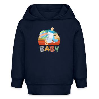 Baby Flasche Nuckel Rassel Fläschchen Retro - Baby Organic Hoodie Baby Cruiser von Stanley/Stella - Navy - Vorne