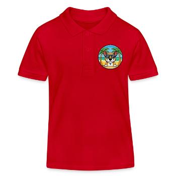 Serbischer dreifarbiger Laufhund Rasse Cartoon Strand - Kinder Organic Poloshirt Mini Sprinter von Stanley/Stella - Rot - Vorne