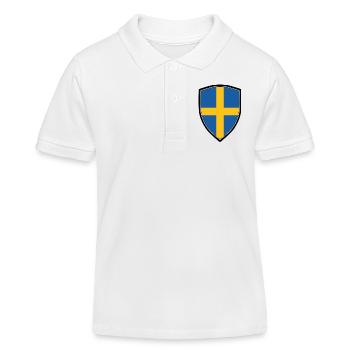 SWEDEN FLAG SHIELD - Kinder Organic Poloshirt Mini Sprinter von Stanley/Stella - Weiß - Vorne