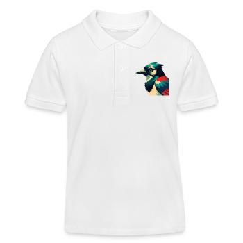 Blue Jay Cartoon Character Colorful Pet Animal - Kids Organic Polo Shirt by Stanley/Stella - white - Front