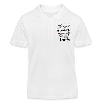 Superheldin Familie Tante - Kinder Organic Poloshirt Mini Sprinter von Stanley/Stella - Weiß - Vorne