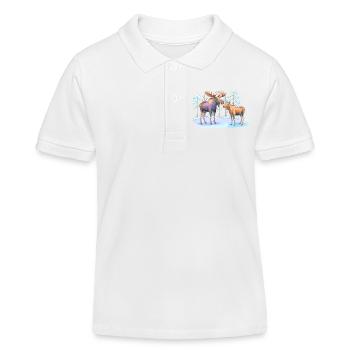 Elch im Winterwald – wilde Natur - Kinder Organic Poloshirt Mini Sprinter von Stanley/Stella - Weiß - Vorne