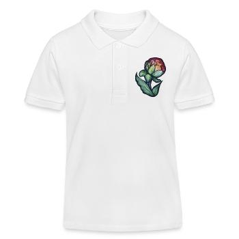 Aquarell Pfingstrosenblüte - Kinder Organic Poloshirt Mini Sprinter von Stanley/Stella - Weiß - Vorne