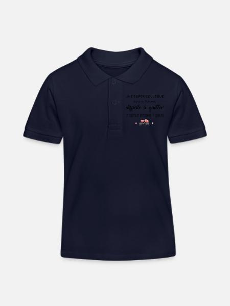 Cadeau Collègue une super collègue cadeau retraite - Polo enfant bio Stanley/Stella - bleu marine