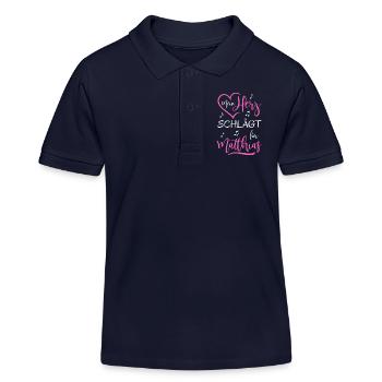 Mein Herz schlägt für Matthias - Kinder Organic Poloshirt Mini Sprinter von Stanley/Stella - Navy - Vorne