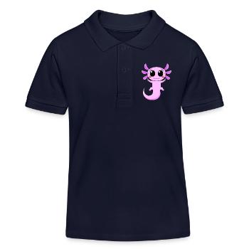 Axolotl Peace Sign - Kids Organic Polo Shirt by Stanley/Stella - navy - Front
