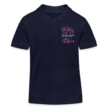Mein Herz schlägt für Andrea - Kinder Organic Poloshirt Mini Sprinter von Stanley/Stella - Navy - Vorne