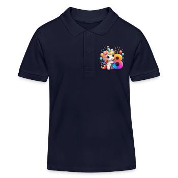 NUMMER 8 JAHRE EINHORN 8. GEBURTSTAG - Kinder Organic Poloshirt Mini Sprinter von Stanley/Stella - Navy - Vorne