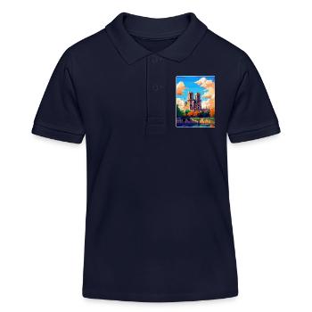 Notre Dame France Vintage Travel Poster Souvenir - Kids Organic Polo Shirt by Stanley/Stella - navy - Front
