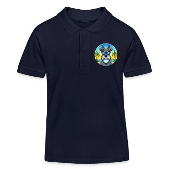 Standard Schnauzer Dog Breed Cartoon Sunglasses - Kids Organic Polo Shirt by Stanley/Stella - navy - Front