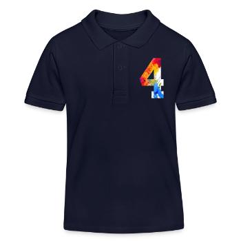 NUMMER 4 JAHRE 4. GEBURTSTAG - Kinder Organic Poloshirt Mini Sprinter von Stanley/Stella - Navy - Vorne