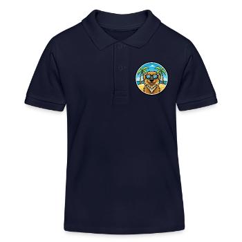 Frisian Water Dog Breed Cartoon Sunglasses Beach - Kids Organic Polo Shirt by Stanley/Stella - navy - Front