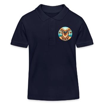 Leonberger Hunderasse Cartoon Sonnenbrille Strand - Kinder Organic Poloshirt Mini Sprinter von Stanley/Stella - Navy - Vorne