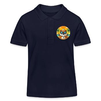 Moscow Watchdog Breed Cartoon Sunglasses Beach - Kids Organic Polo Shirt by Stanley/Stella - navy - Front