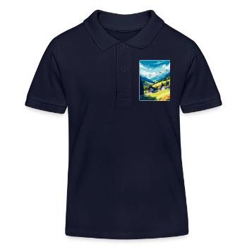 Zell am Ziller Österreich Vintage Reiseposter WPA - Kinder Organic Poloshirt Mini Sprinter von Stanley/Stella - Navy - Vorne