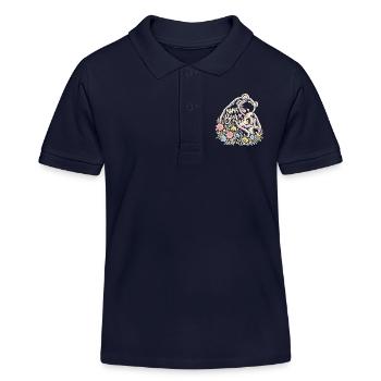 Linienkunst Wiese Mama Leben Süße Mama Bär - Kinder Organic Poloshirt Mini Sprinter von Stanley/Stella - Navy - Vorne
