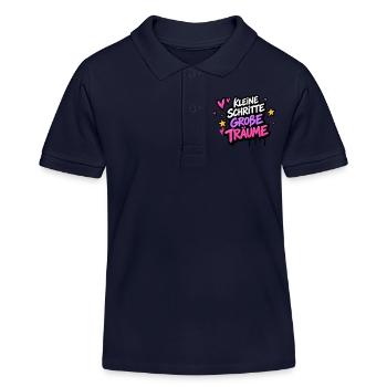 Kleine Schritte Große Träume Neon - Kinder Organic Poloshirt Mini Sprinter von Stanley/Stella - Navy - Vorne