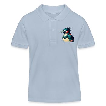 Blue Jay Cartoon Character Colorful Pet Animal - Kids Organic Polo Shirt by Stanley/Stella - sky blue - Front