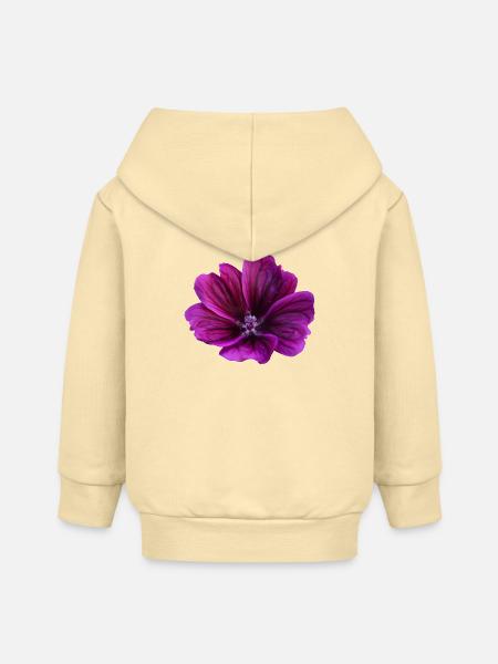 Malve violette Blüte - Baby Organic Kapuzenjacke Baby Connector von Stanley/Stella - Creme