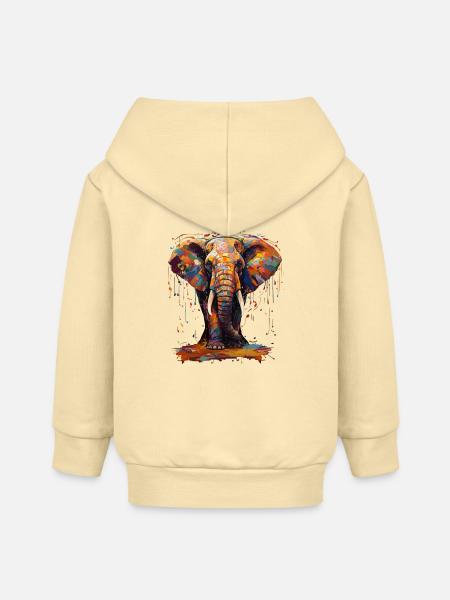 Elephant farbenfroh - Baby Organic Kapuzenjacke Baby Connector von Stanley/Stella - Creme