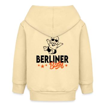 Baby Stadt Städte geboren in Berlin - Baby Organic Kapuzenjacke Baby Connector von Stanley/Stella - Creme - Hinten