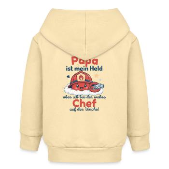 Kleiner Chef Papa Baby Feuerwehr Geschenk - Baby Organic Kapuzenjacke Baby Connector von Stanley/Stella - Creme - Hinten